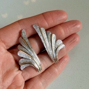 Vintage Christian Dior Two-Tone Leaf Pierced
Earrings Authentic Signed